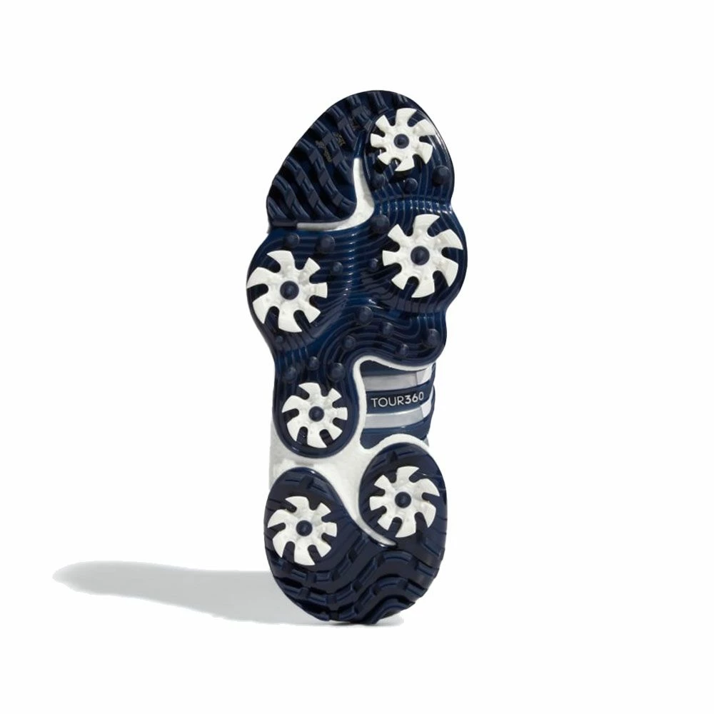 Adidas Men's Tour360 22 Spiked Golf Shoes - White/Navy 3 Adidas Men's Tour360 22 Spiked Golf Shoes - White/Navy - Image 3